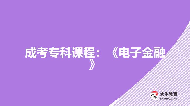 成考?？普n程：《電子金融》