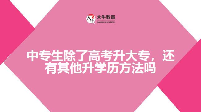 中專生除了高考升大專外，還有其他升學歷的方法嗎