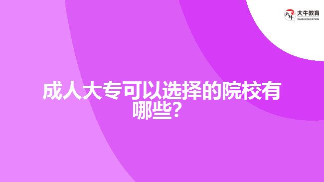 成人大專可以選擇的院校有哪些？