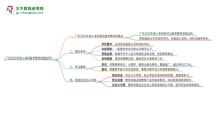 廣東2025年成人本科能考教資證嗎？思維導(dǎo)圖