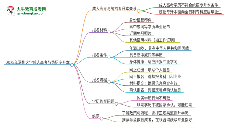 2025年深圳大學(xué)考完成人高考還能參加統(tǒng)招專升本嗎？思維導(dǎo)圖