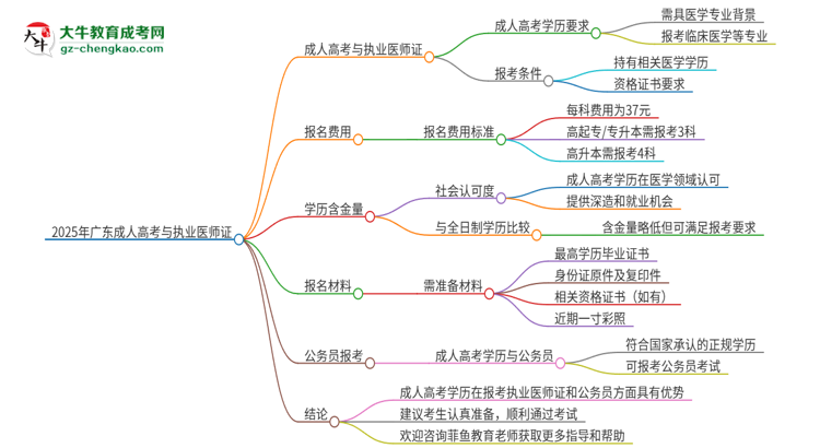 2025年廣東第二師范學(xué)院的成人高考學(xué)歷能報(bào)考執(zhí)業(yè)醫(yī)師證嗎？思維導(dǎo)圖