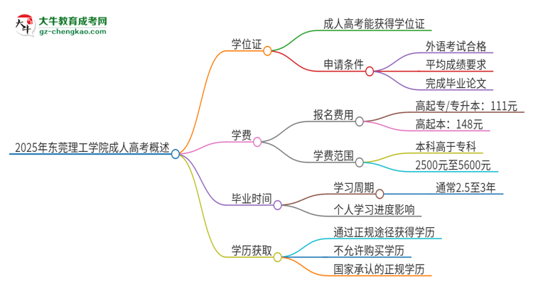 2025年東莞理工學(xué)院成人高考能拿到學(xué)位證嗎？思維導(dǎo)圖
