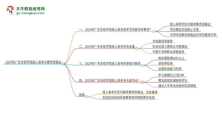 2025年廣東東軟學院成人高考能考教資嗎？思維導圖
