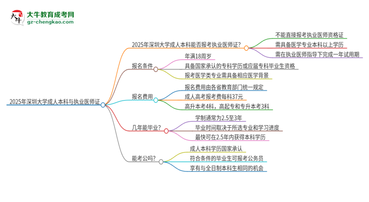 2025年深圳大學成人本科可否報考執(zhí)業(yè)醫(yī)師資格證？思維導(dǎo)圖