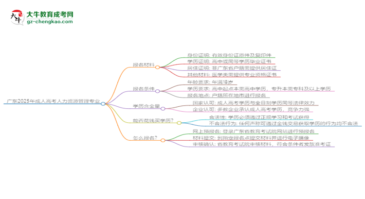 廣東2025年成人高考人力資源管理專業(yè)學(xué)歷能考公嗎？思維導(dǎo)圖