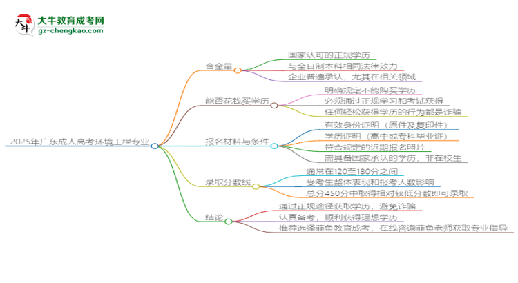 2025年廣東成人高考環(huán)境工程專業(yè)學(xué)歷花錢能買到嗎？思維導(dǎo)圖