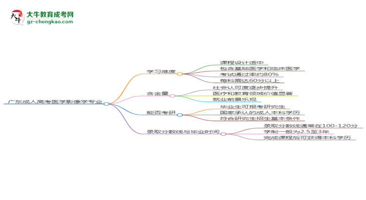 廣東2025年成人高考醫(yī)學(xué)影像學(xué)專業(yè)能考研究生嗎？思維導(dǎo)圖