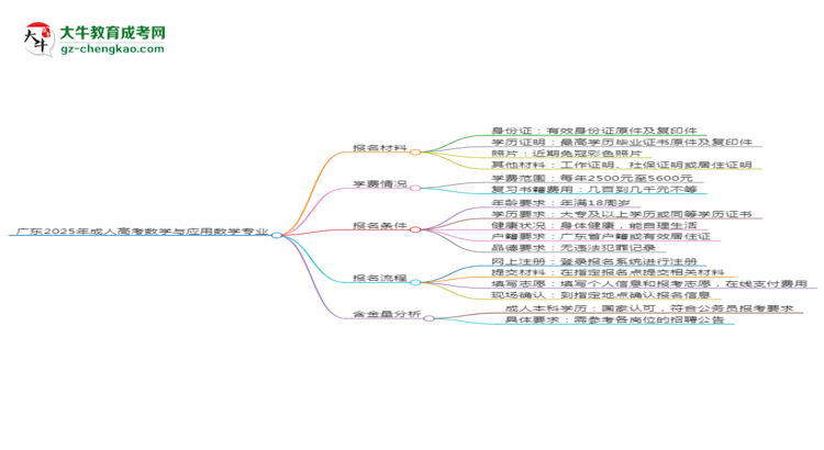 廣東2025年成人高考數(shù)學(xué)與應(yīng)用數(shù)學(xué)專業(yè)學(xué)歷能考公嗎？思維導(dǎo)圖