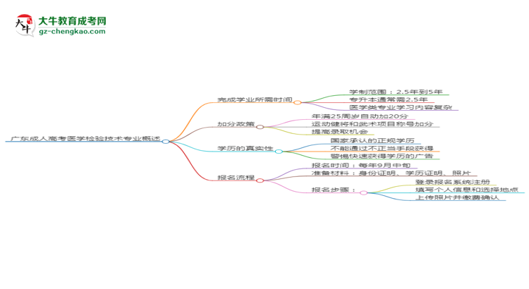 廣東成人高考醫(yī)學(xué)檢驗(yàn)技術(shù)專業(yè)需多久完成并拿證？（2025年新）思維導(dǎo)圖