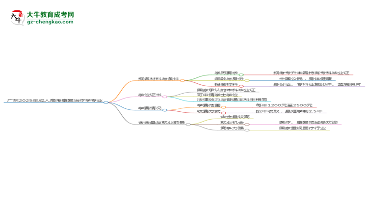 廣東2025年成人高考康復(fù)治療學(xué)專業(yè)學(xué)歷能考公嗎？思維導(dǎo)圖