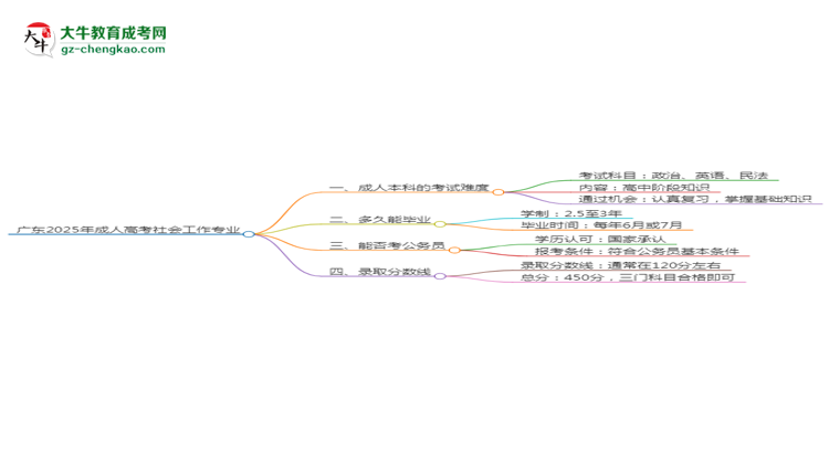 廣東2025年成人高考社會工作專業(yè)能考研究生嗎？思維導(dǎo)圖