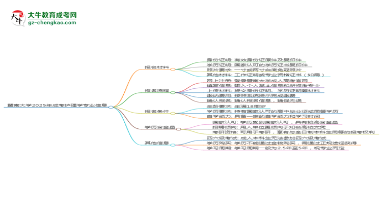 暨南大學(xué)2025年成考護理學(xué)專業(yè)生可不可以考四六級？思維導(dǎo)圖