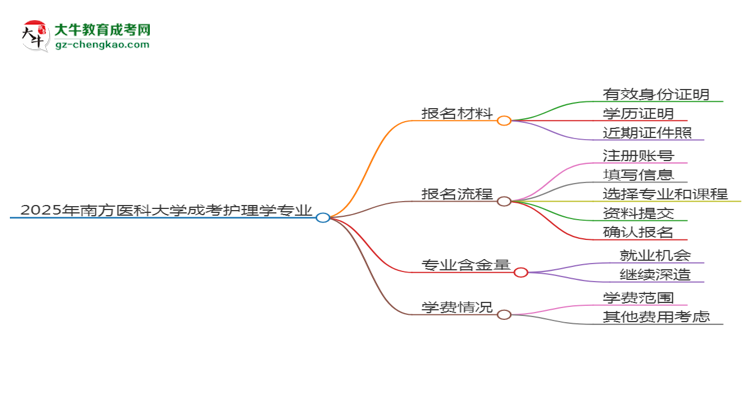 2025年南方醫(yī)科大學(xué)成考護(hù)理學(xué)專業(yè)報名材料需要什么？思維導(dǎo)圖