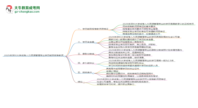 2025年深圳大學(xué)成考人力資源管理專業(yè)學(xué)歷能報考教資嗎？思維導(dǎo)圖