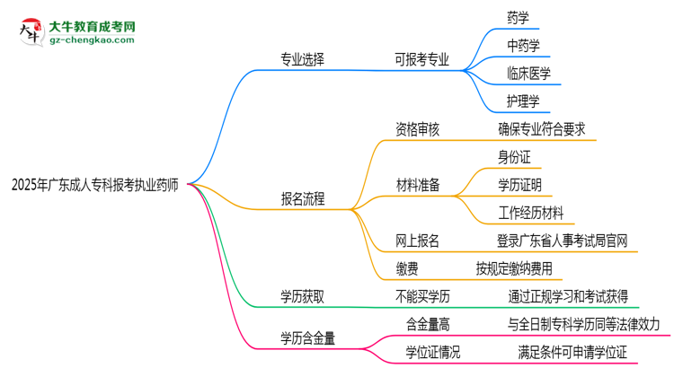 2025年廣東成人?？颇男I(yè)可報(bào)考執(zhí)業(yè)藥師？思維導(dǎo)圖