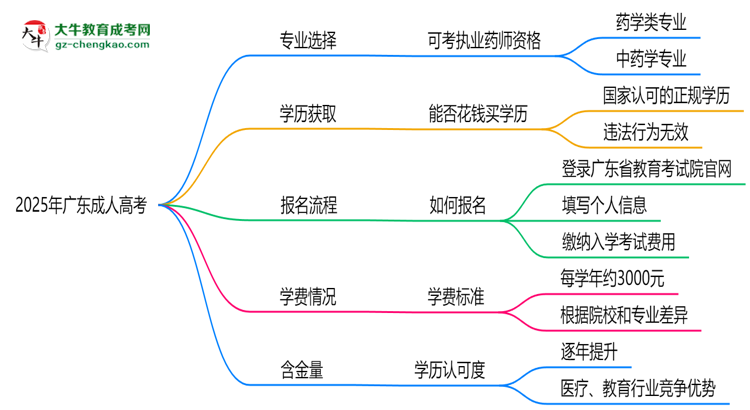 2025年廣東成人高考哪些專業(yè)可考執(zhí)業(yè)藥師資格？思維導(dǎo)圖