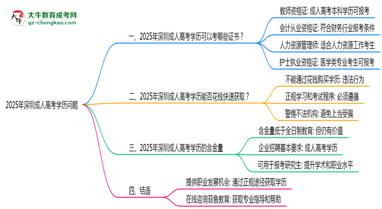 2025年深圳成人高考學(xué)歷可考職業(yè)資格證書目錄思維導(dǎo)圖