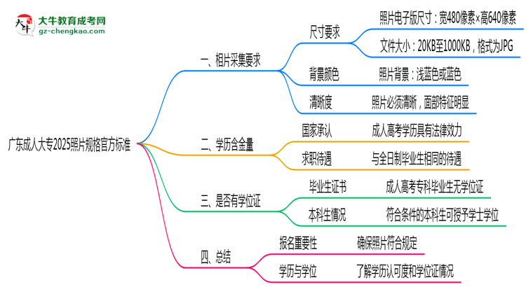 廣東成人大專2025照片規(guī)格官方標準思維導(dǎo)圖