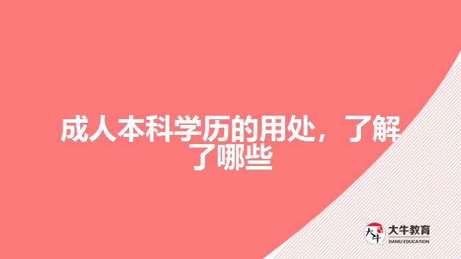 成人本科學(xué)歷的用處，了解了哪些