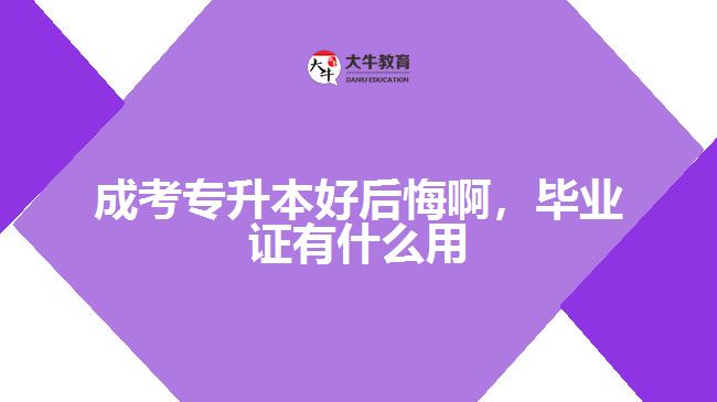 成考專升本好后悔啊，畢業(yè)證有什么用