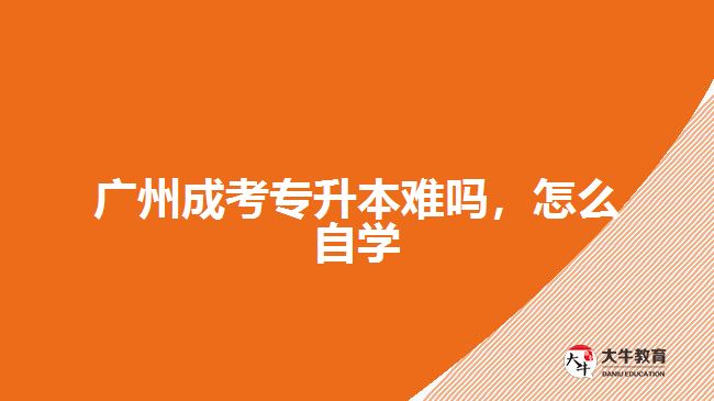 廣州成考專升本難嗎，怎么自學