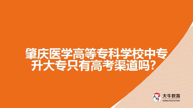 肇慶醫(yī)學(xué)高等?？茖W(xué)校中專升大專只有高考渠道嗎？