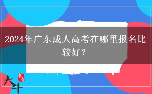 2024年廣東成人高考在哪里報名比較好？