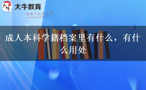 成人本科學(xué)籍檔案里有什么，有什么用處