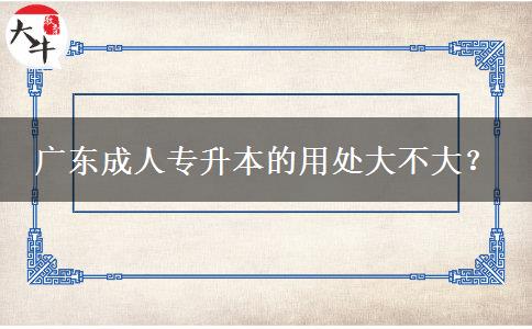廣東成人專升本的用處大不大？