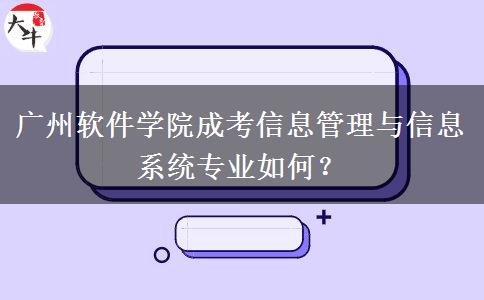 廣州軟件學(xué)院成考信息管理與信息系統(tǒng)專業(yè)如何？