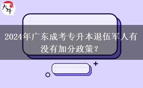 2024年廣東成考專升本退伍軍人有沒有加分政策？
