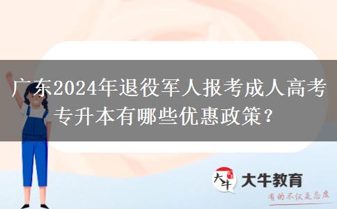 廣東2024年退役軍人報考成人高考專升本有哪些優(yōu)惠政策？