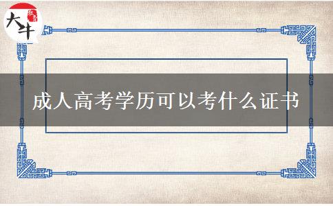 成人高考學歷可以考什么證書