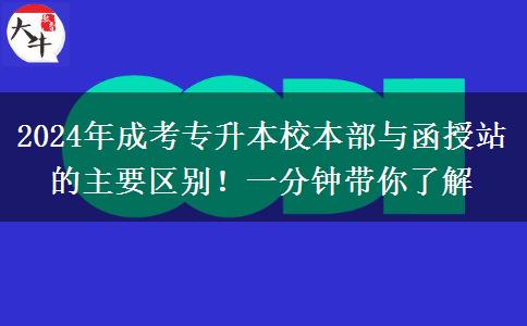 2024年成考專升本校本部與函授站的主要區(qū)別！一分鐘帶你了解