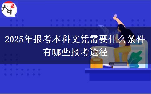 2025年報(bào)考本科文憑需要什么條件 有哪些報(bào)考途徑