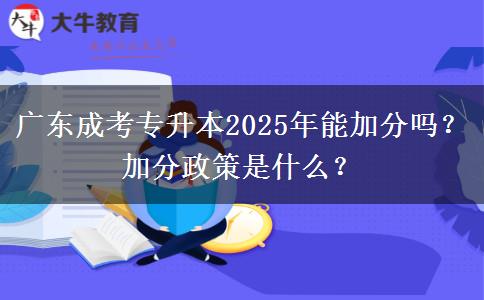 廣東成考專升本2025年能加分嗎？加分政策是什么？