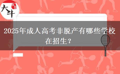 2025年成人高考非脫產(chǎn)有哪些學(xué)校在招生？