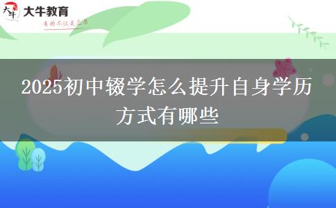 2025初中輟學怎么提升自身學歷 方式有哪些 2025初中輟學怎么提升自身學歷 方式有哪些