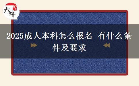 2025成人本科怎么報(bào)名 有什么條件及要求
