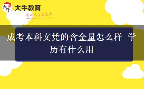 成考本科文憑的含金量怎么樣 學(xué)歷有什么用