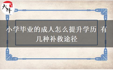 小學(xué)畢業(yè)的成人怎么提升學(xué)歷 有幾種補(bǔ)救途徑 小學(xué)畢業(yè)的成人怎么提升學(xué)歷 有幾種補(bǔ)救途徑