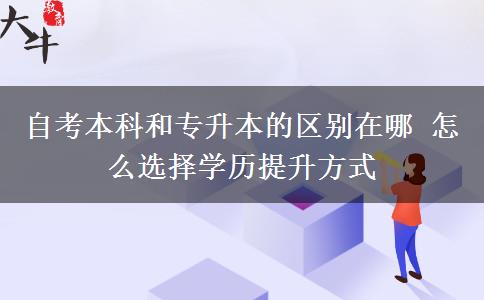 自考本科和專升本的區(qū)別在哪 怎么選擇學(xué)歷提升方式 自考本科和專升本的區(qū)別在哪 怎么選擇學(xué)歷提升方式