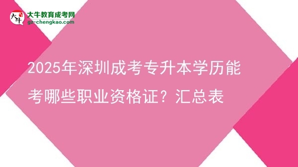 2025年深圳成考專升本學(xué)歷能考哪些職業(yè)資格證？匯總表圖片